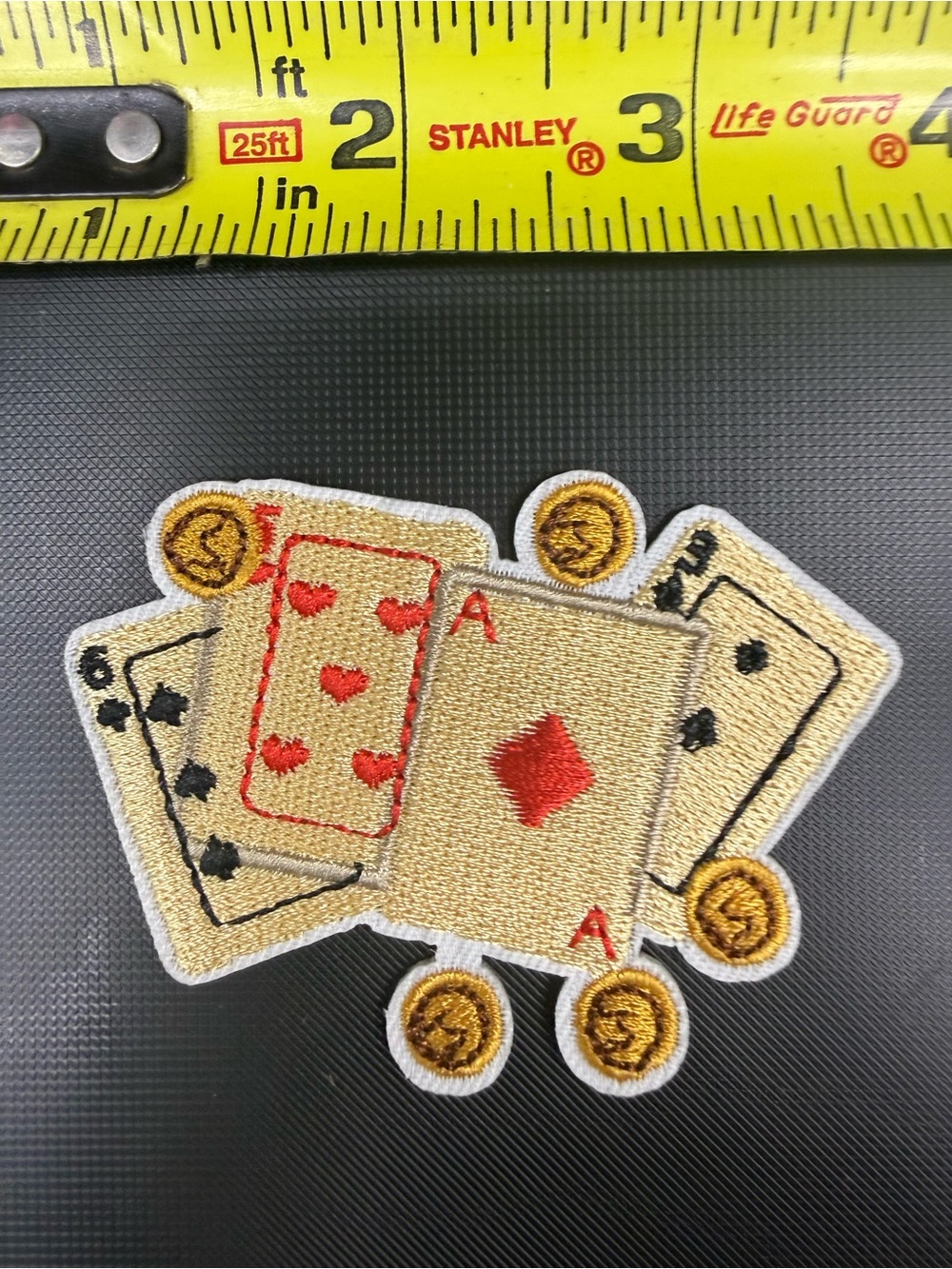 Playing Cards and Coins Embroidered Patch - Gold and Red